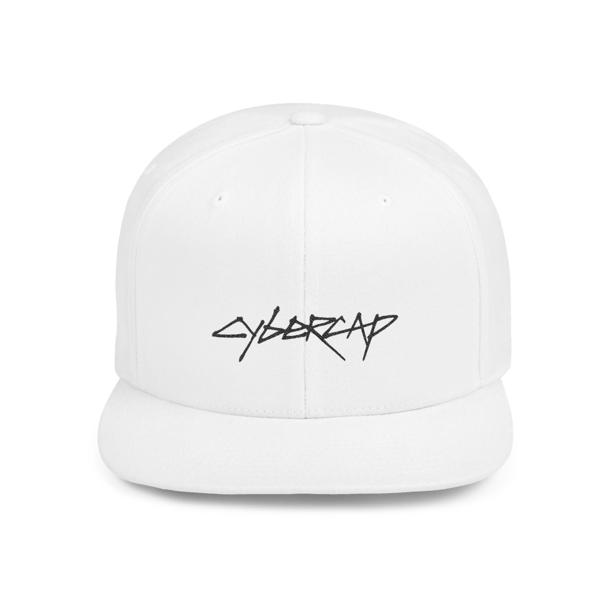 White CyberCap flat bill, front