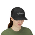 Woman wearing black CyberCap trucker